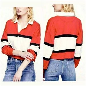 Free people sequin party polo rugby shirt